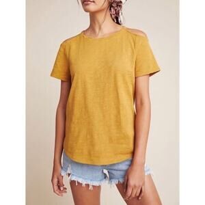 Anthropologie Maeve Turner Open Shoulder Top Womens Sz Medium Cotton Beach Boho